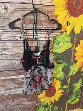 Marshalls Floral Strappy Cami Top - Pink & Black